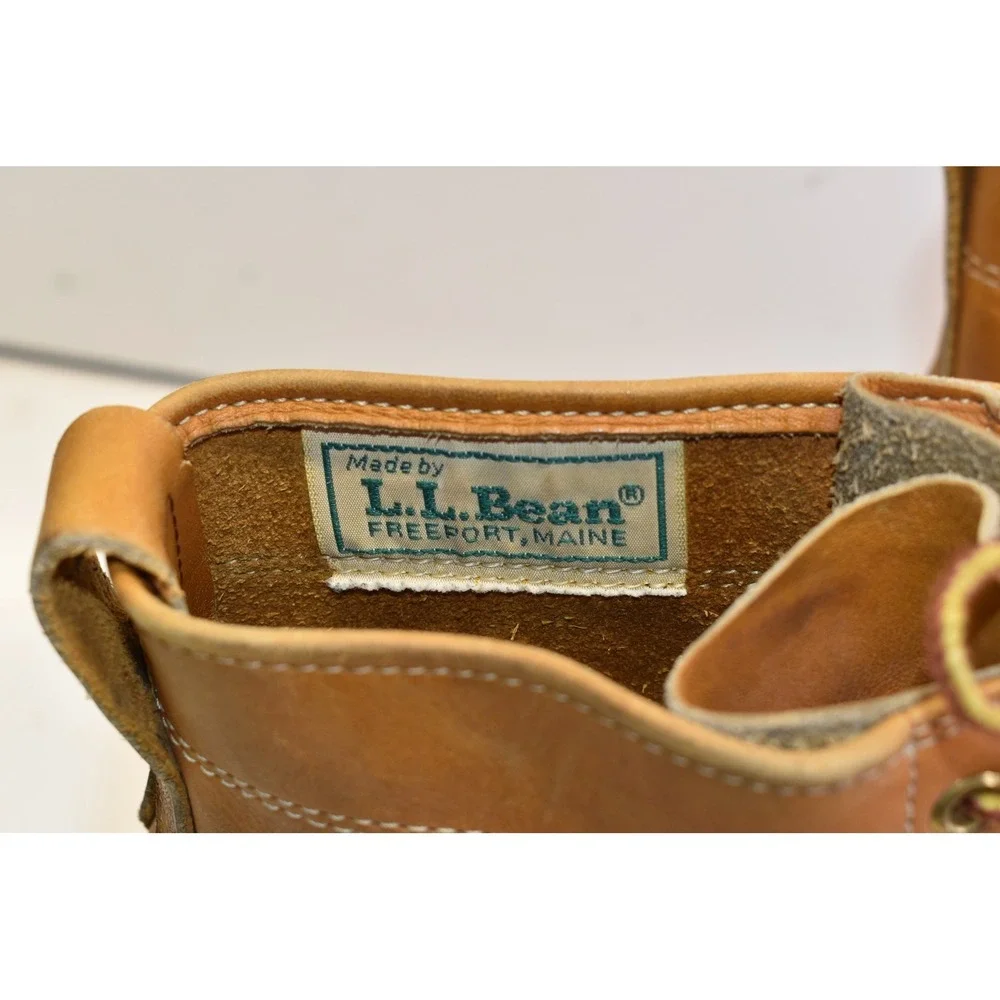 Vintage LL Bean Maine Duck Boots Brown Tan Mens 10 Leather Rubber Bean Boots USA